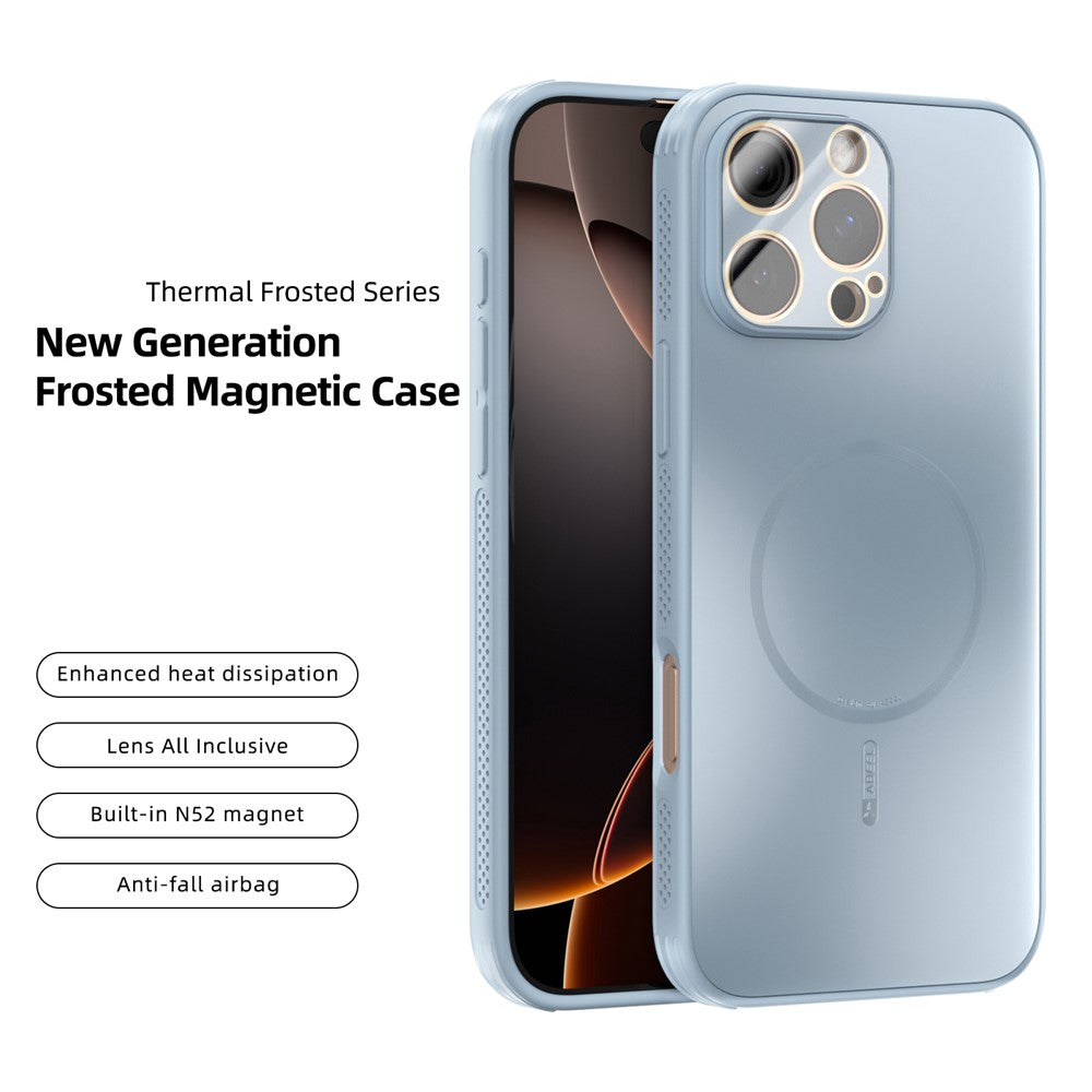 ABEEL For iPhone 16 Pro Case Compatible with MagSafe TPU PC Cooling Matte Phone Back Cover with Lens Film