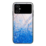 For Xiaomi Poco M4 5G Soft TPU + Tempered Glass Phone Case Marble Pattern Printing Shockproof Anti-Scratch Cover