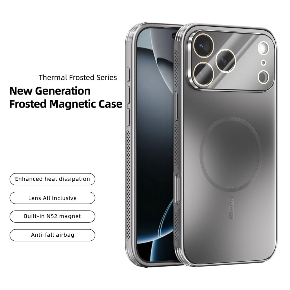 ABEEL Cover til iPhone 17 Pro Kompatibel med MagSafe TPU PC Kølende Mat Telefonbagsidecover med Linsefilm