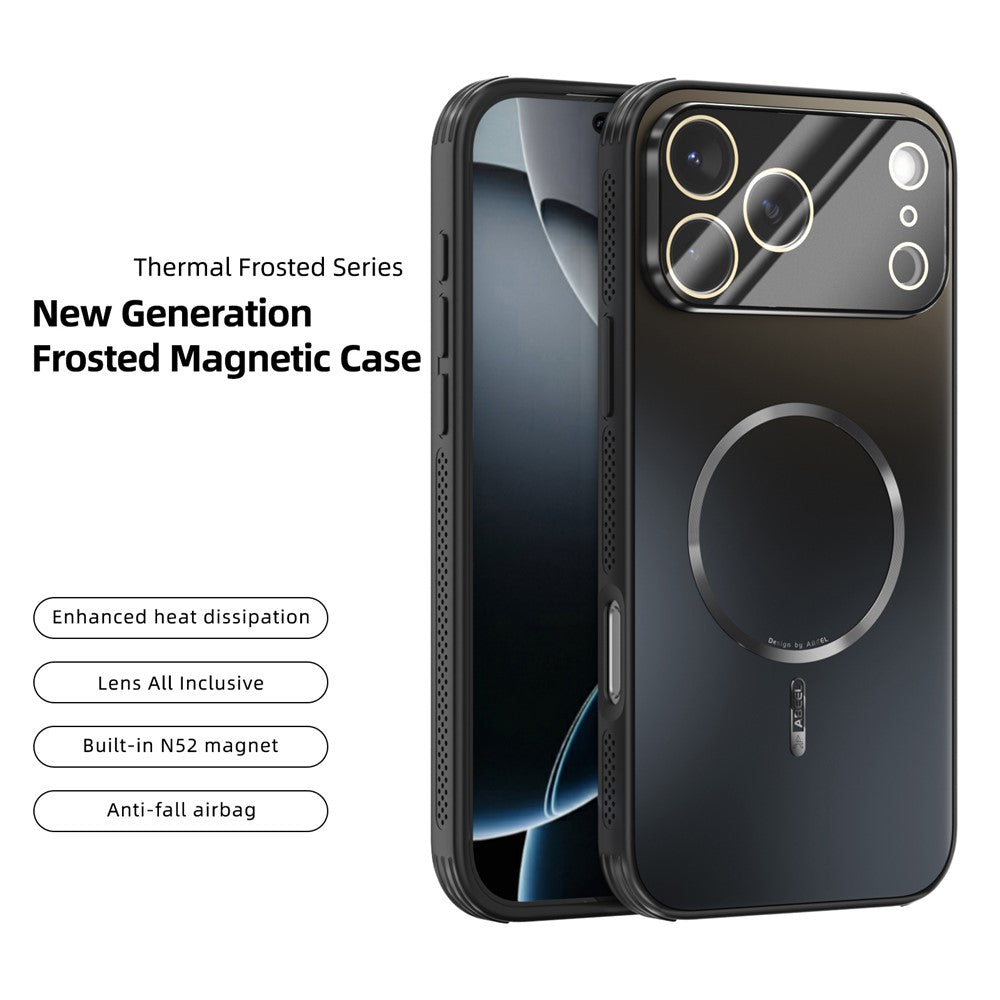 ABEEL For iPhone 17 Pro Max Case Compatible with MagSafe TPU PC Cooling Matte Phone Back Cover with Lens Film