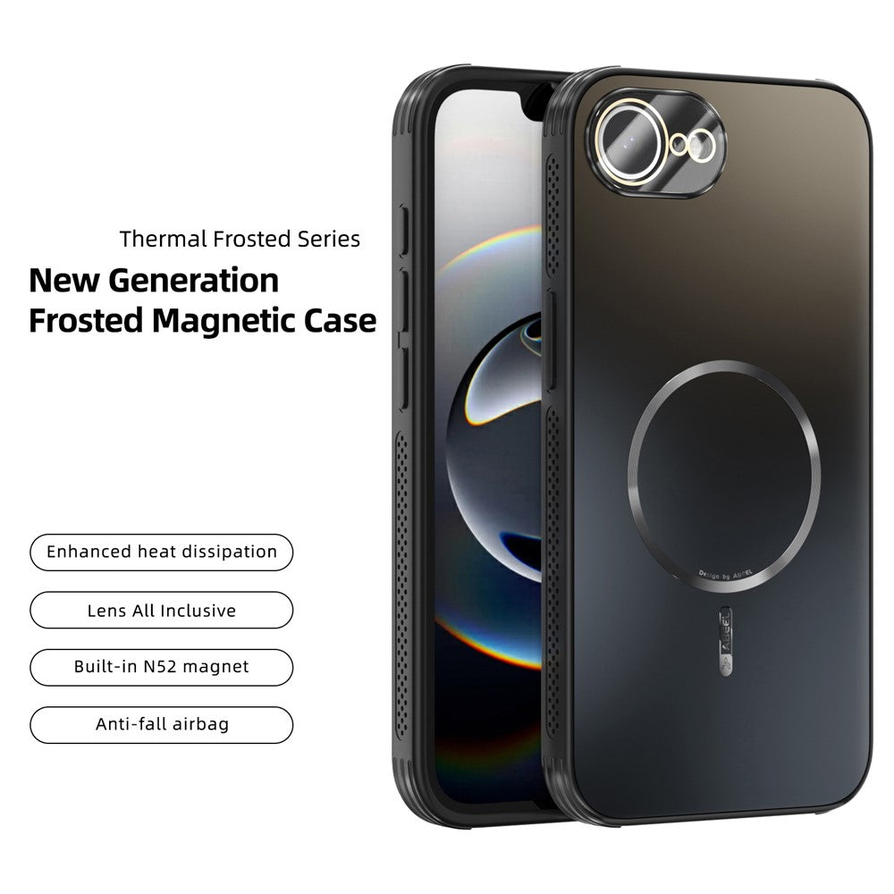 ABEEL For iPhone 17e / 16e Case Compatible with MagSafe TPU PC Cooling Matte Phone Back Cover with Lens Film