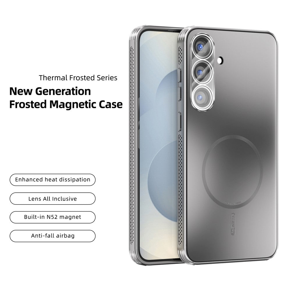 ABEEL For Samsung Galaxy S25 Magnetic Case TPU PC Cooling Matte Phone Back Cover with Lens Film