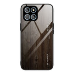 For Honor X8 5G Hærdet Glas Skal Telefoncover Træmønster TPU Ramme Stødabsorberende Cover