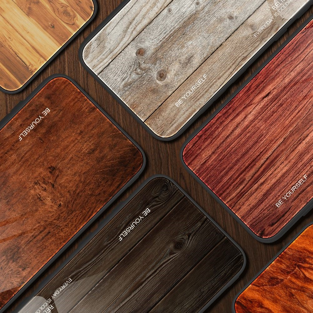 For Honor X8 5G Tempered Glass Shell Phone Case Wooden Pattern TPU Frame Shock Absorption Cover