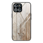 For Honor X8 5G Tempered Glass Shell Phone Case Wooden Pattern TPU Frame Shock Absorption Cover