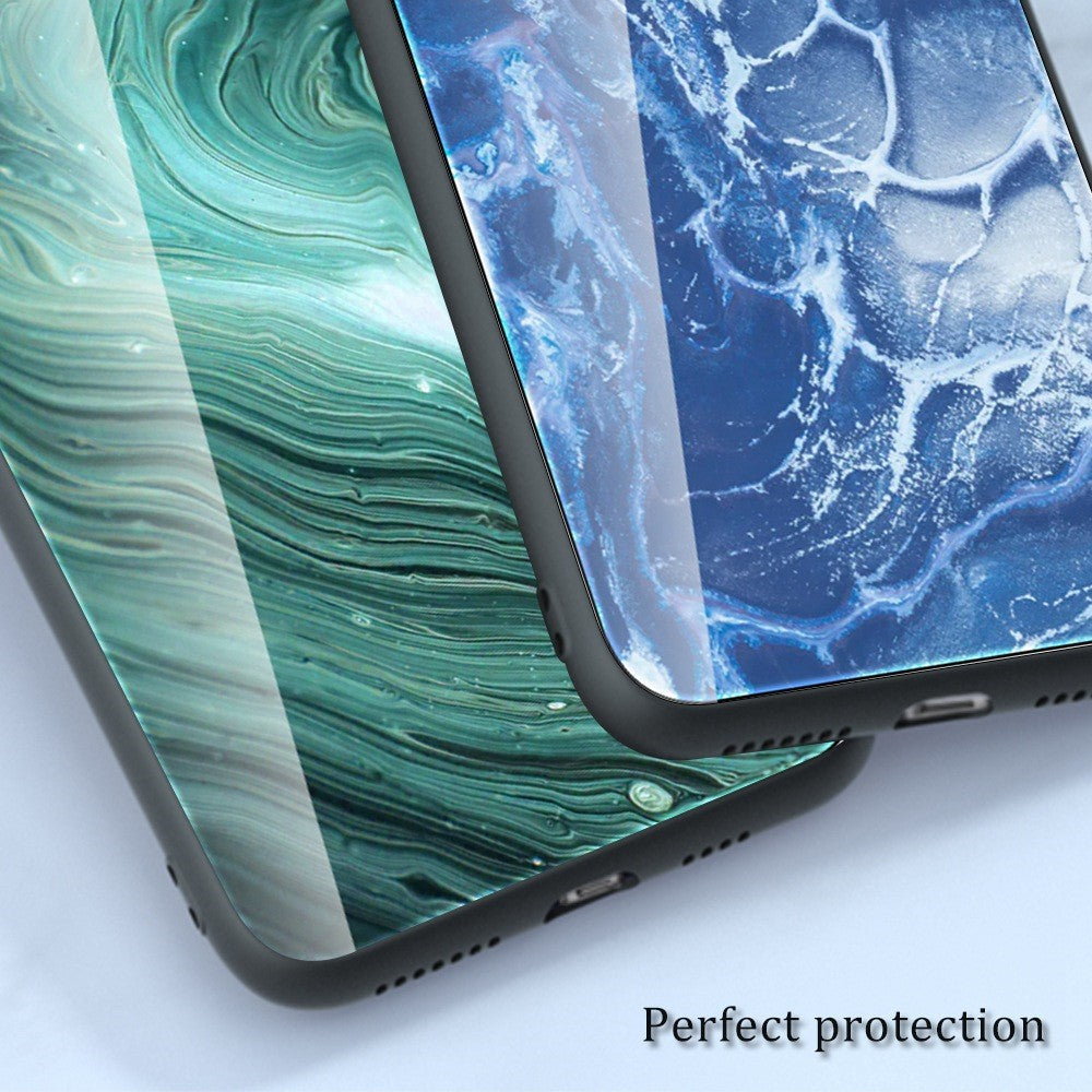 For Honor X8 5G Marble Pattern Printing Phone Case Soft TPU Bumper Shockproof Tempered Glass Back Cover