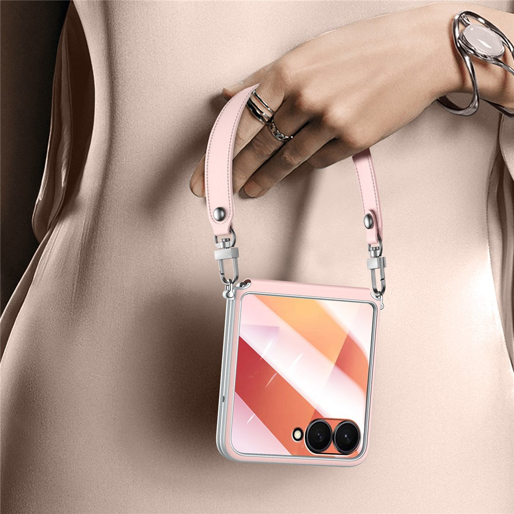 SULADA For Samsung Galaxy Z Flip7 5G Case with Strap Leather Back Phone Cover Hinge Protection