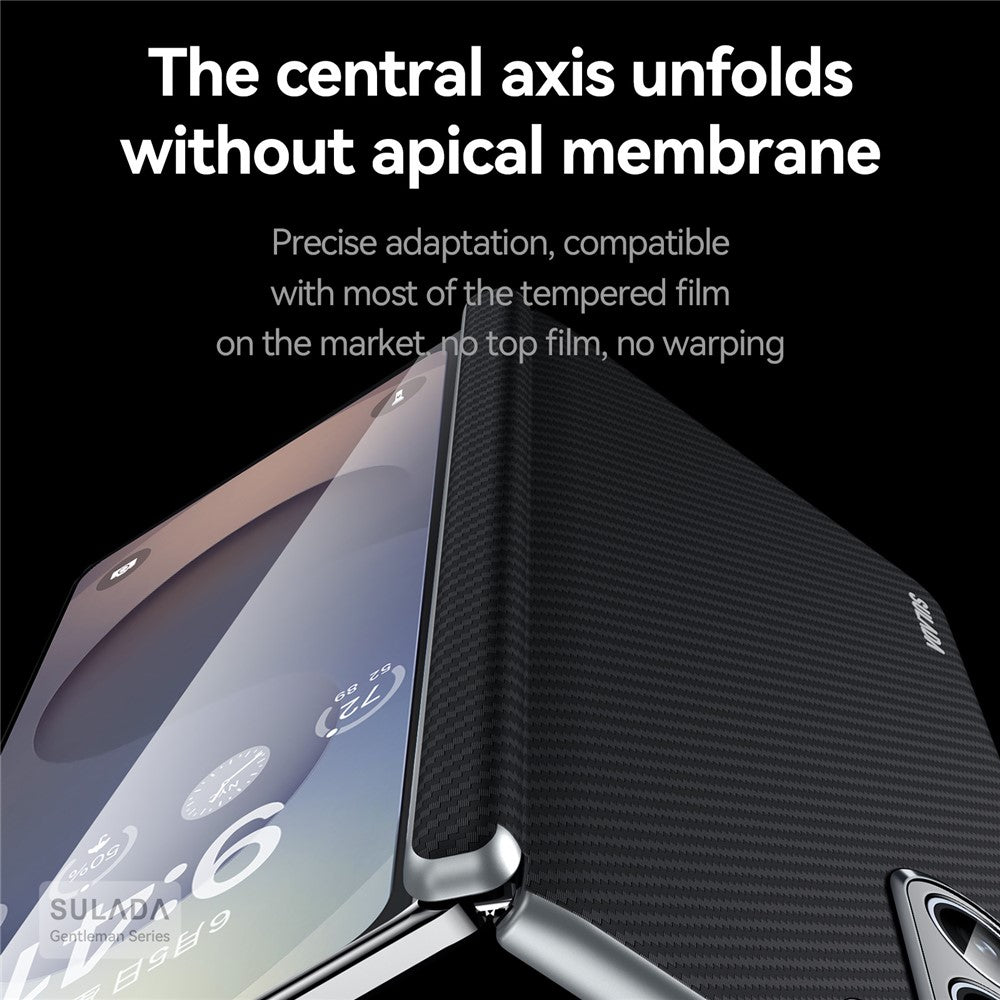 SULADA For Samsung Galaxy Z Fold7 5G Magnetic Case Leather+PC Phone Cover Carbon Fiber Texture