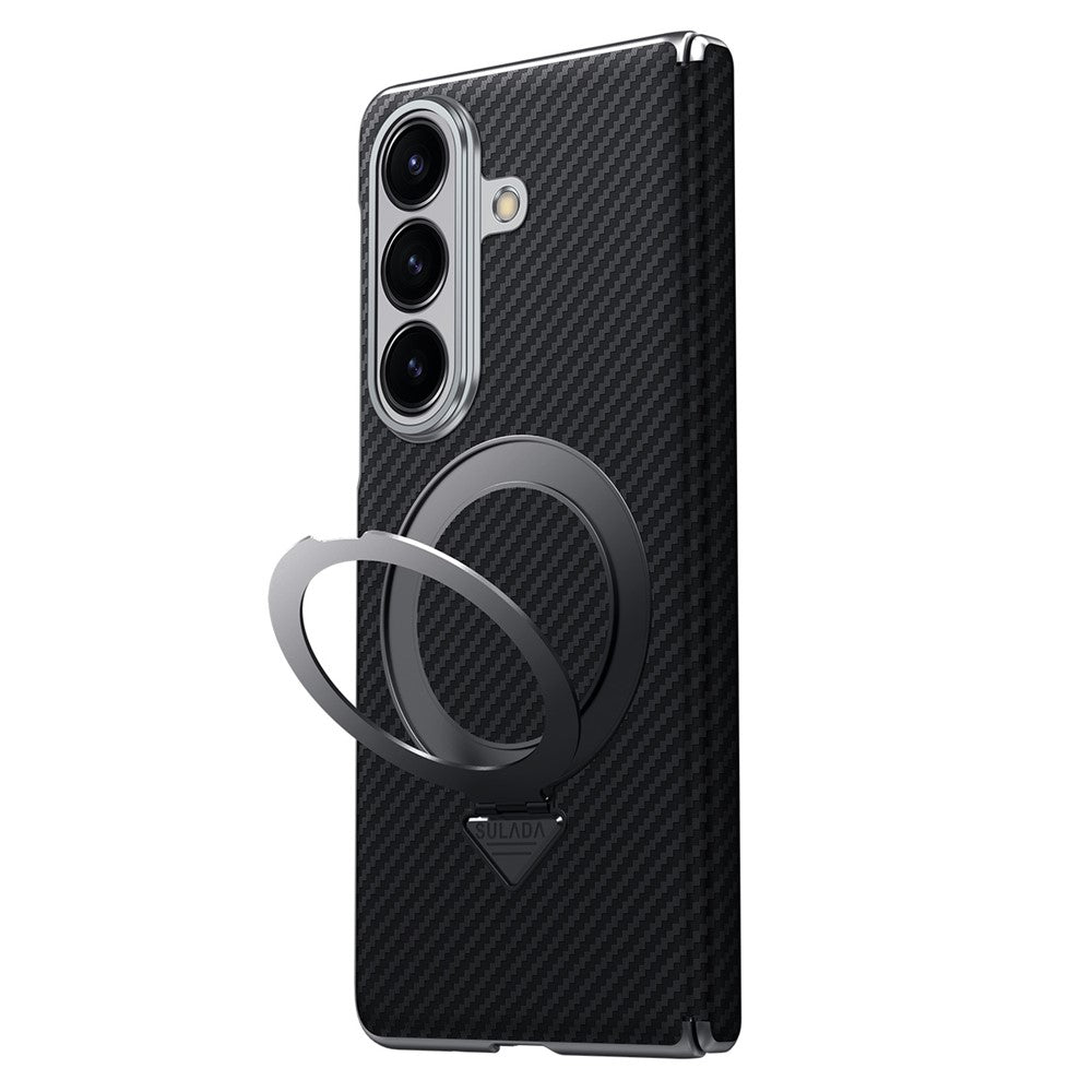 SULADA For Samsung Galaxy Z Fold7 5G Magnetic Case Kickstand PU + PC Phone Cover Carbon Fiber Texture