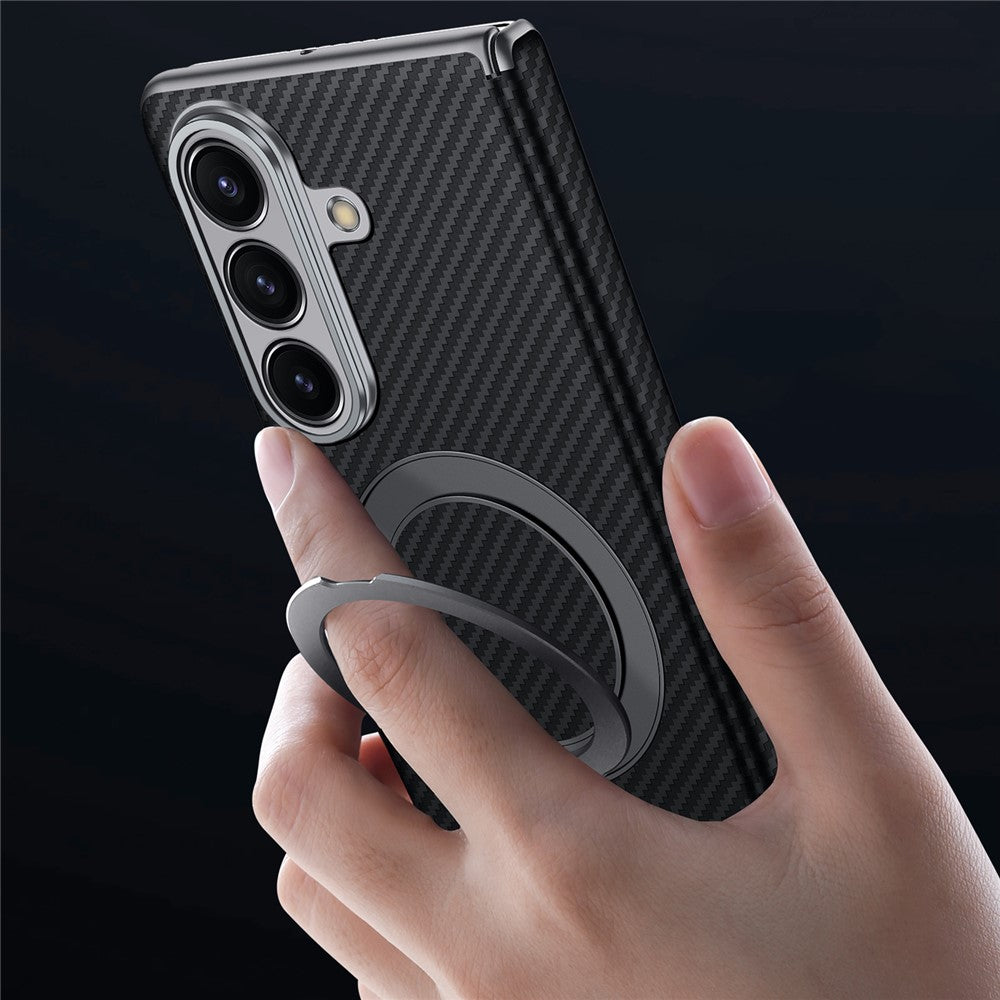 SULADA For Samsung Galaxy Z Fold7 5G Magnetic Case Kickstand PU + PC Phone Cover Carbon Fiber Texture