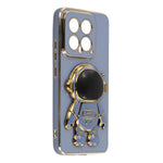 For Xiaomi 14 Case Electroplating Soft TPU Phone Cover with Astronaut Hidden Kickstand