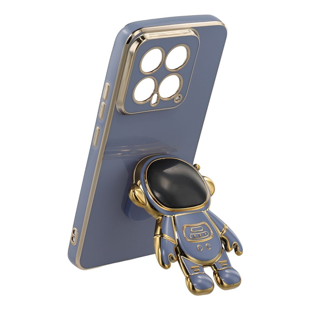 For Xiaomi 14 Case Electroplating Soft TPU Phone Cover with Astronaut Hidden Kickstand