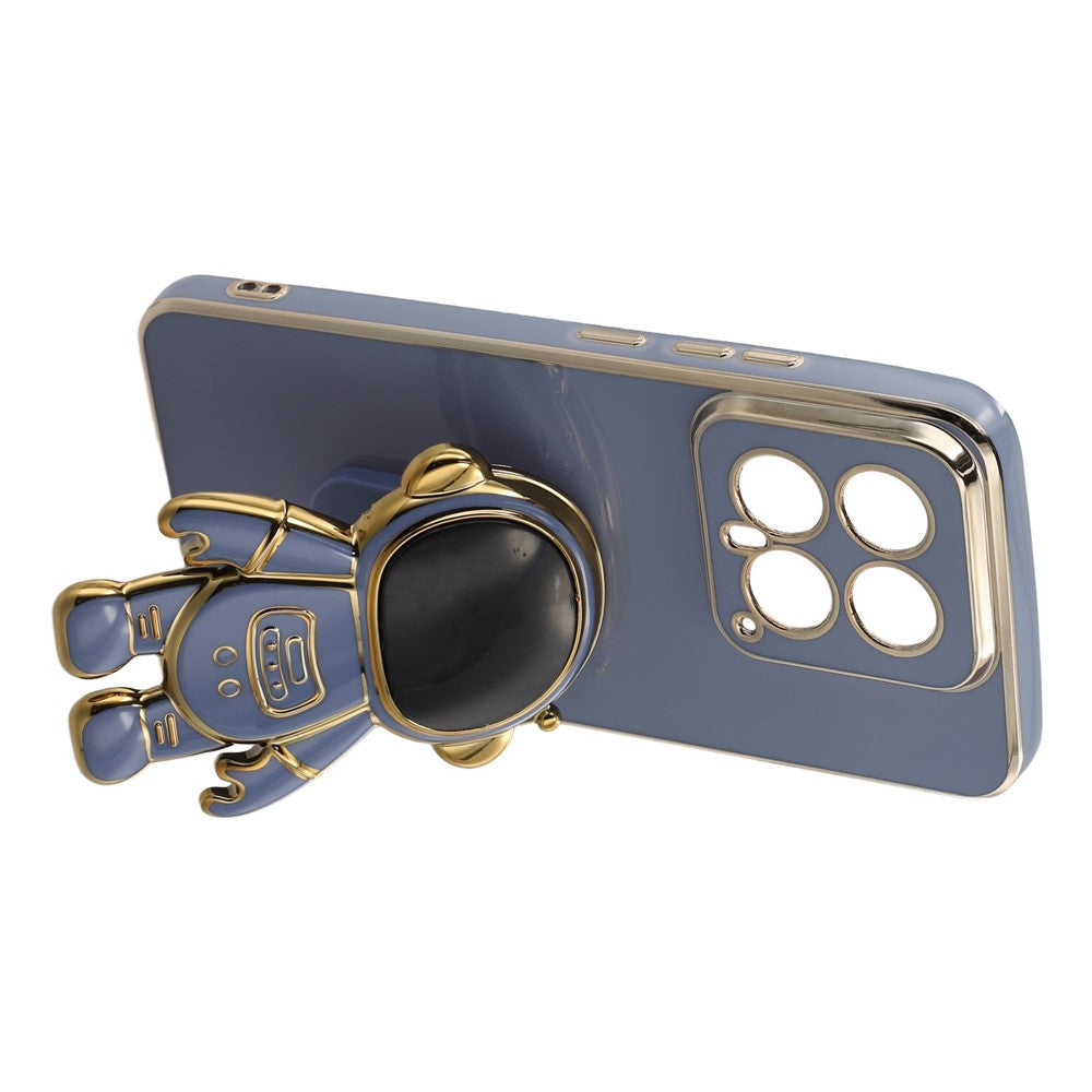 For Xiaomi 14 Case Electroplating Soft TPU Phone Cover with Astronaut Hidden Kickstand