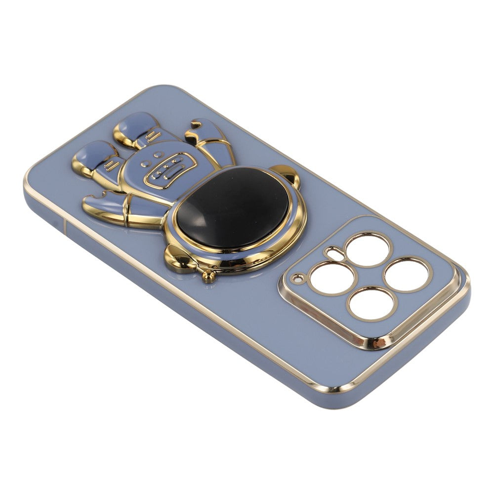 For Xiaomi 14 Case Electroplating Soft TPU Phone Cover with Astronaut Hidden Kickstand