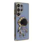 Samsung Galaxy S24 Ultra-cover, galvaniseret blødt TPU-mobilcover med skjult astronautstativ