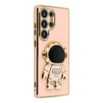 Samsung Galaxy S24 Ultra-cover, galvaniseret blødt TPU-mobilcover med skjult astronautstativ