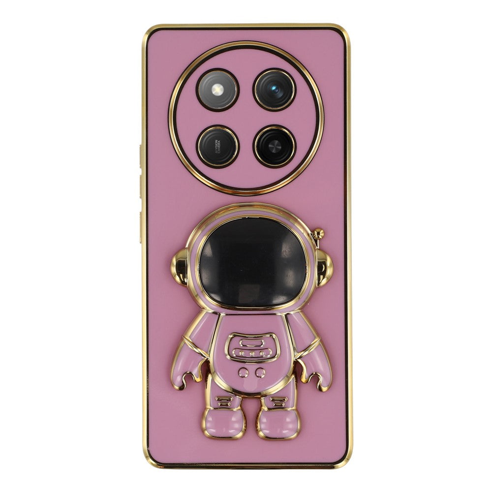 Phone Case For Honor X60 Pro 5G / X9c 5G / Magic7 Lite 5G Electroplating Soft TPU Cover with Astronaut Hidden Kickstand