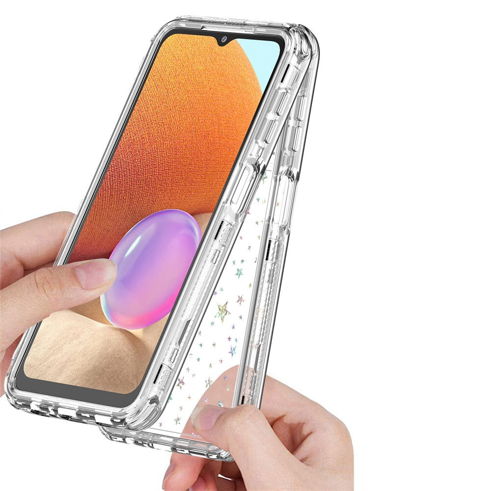 mobilskal för Samsung Galaxy A13 4G / 5G / A04 4G (164,4 mm) / A04s 4G (164,7 mm) / A32 5G genomskinligt akryl-TPU-skal med lasertryckt film
