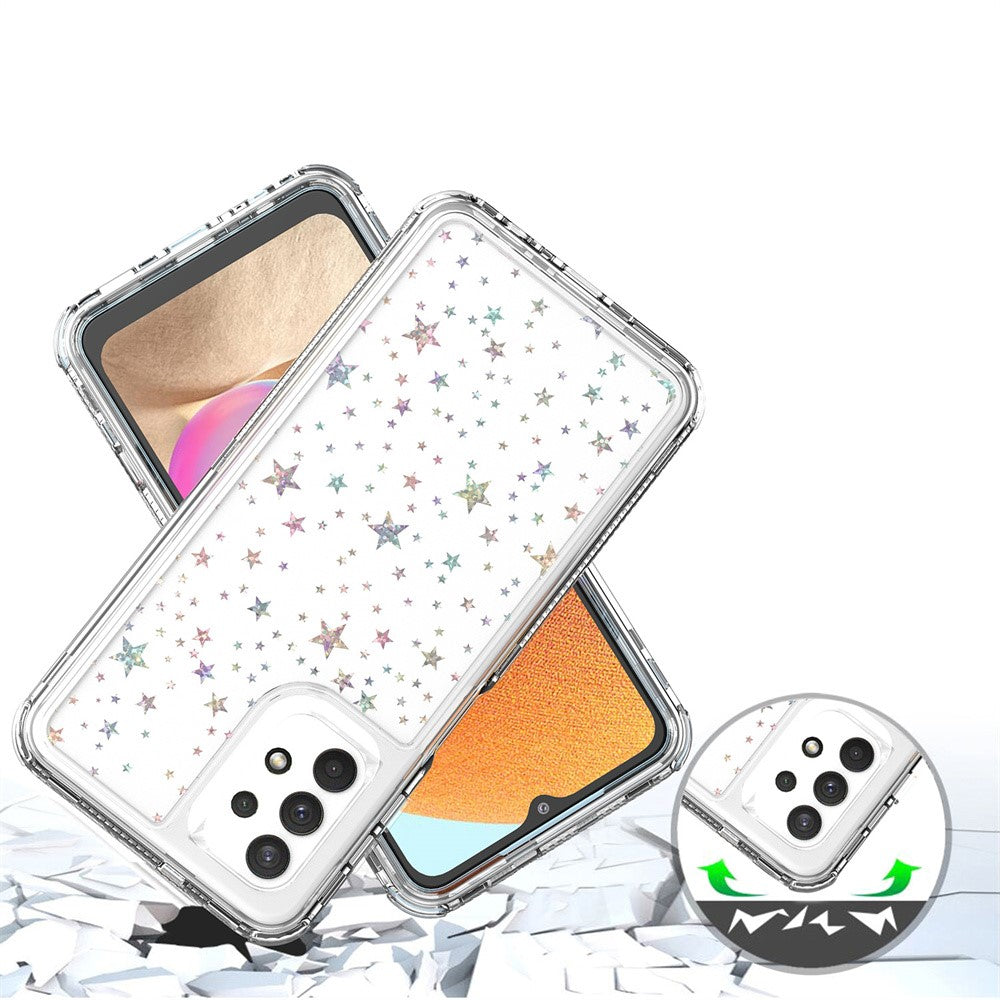 mobilskal för Samsung Galaxy A13 4G / 5G / A04 4G (164,4 mm) / A04s 4G (164,7 mm) / A32 5G genomskinligt akryl-TPU-skal med lasertryckt film