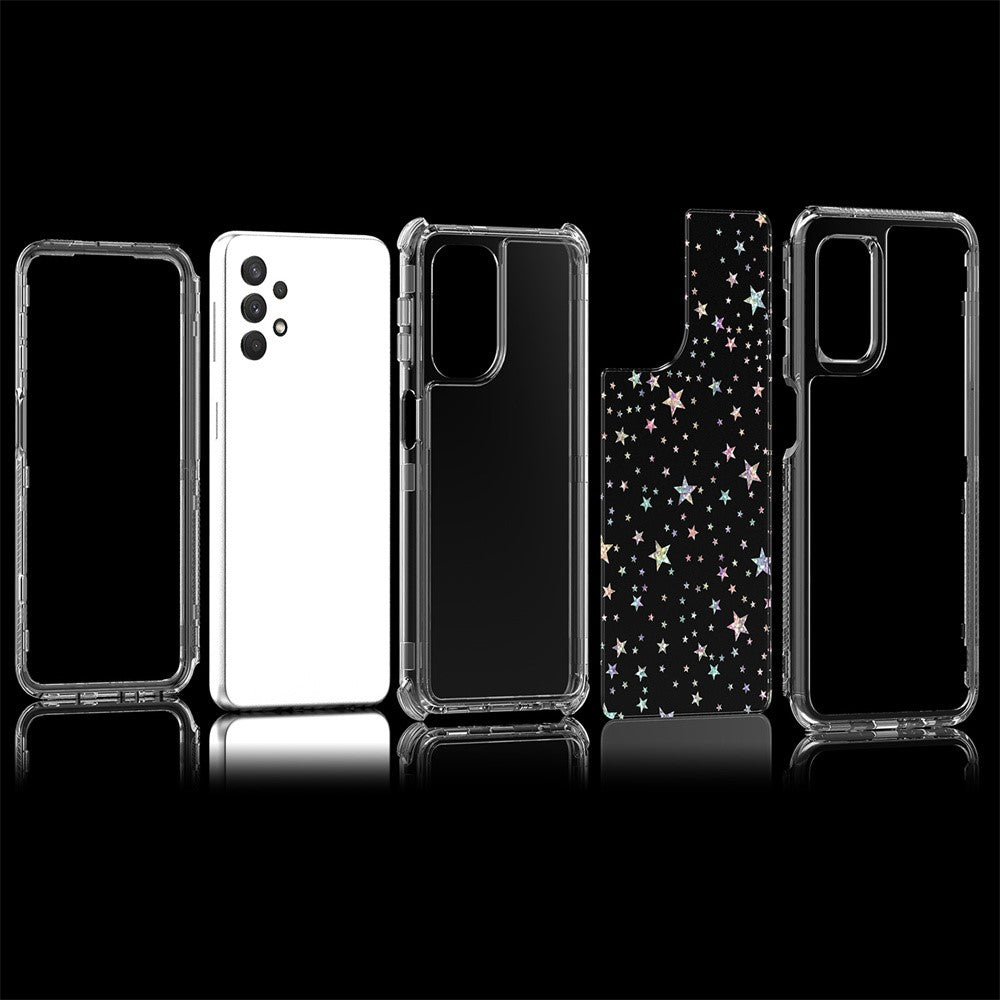 mobilskal för Samsung Galaxy A13 4G / 5G / A04 4G (164,4 mm) / A04s 4G (164,7 mm) / A32 5G genomskinligt akryl-TPU-skal med lasertryckt film