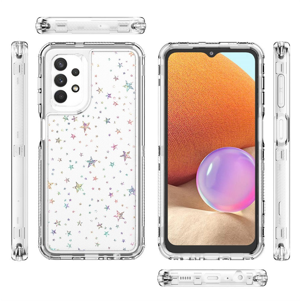 mobilskal för Samsung Galaxy A13 4G / 5G / A04 4G (164,4 mm) / A04s 4G (164,7 mm) / A32 5G genomskinligt akryl-TPU-skal med lasertryckt film