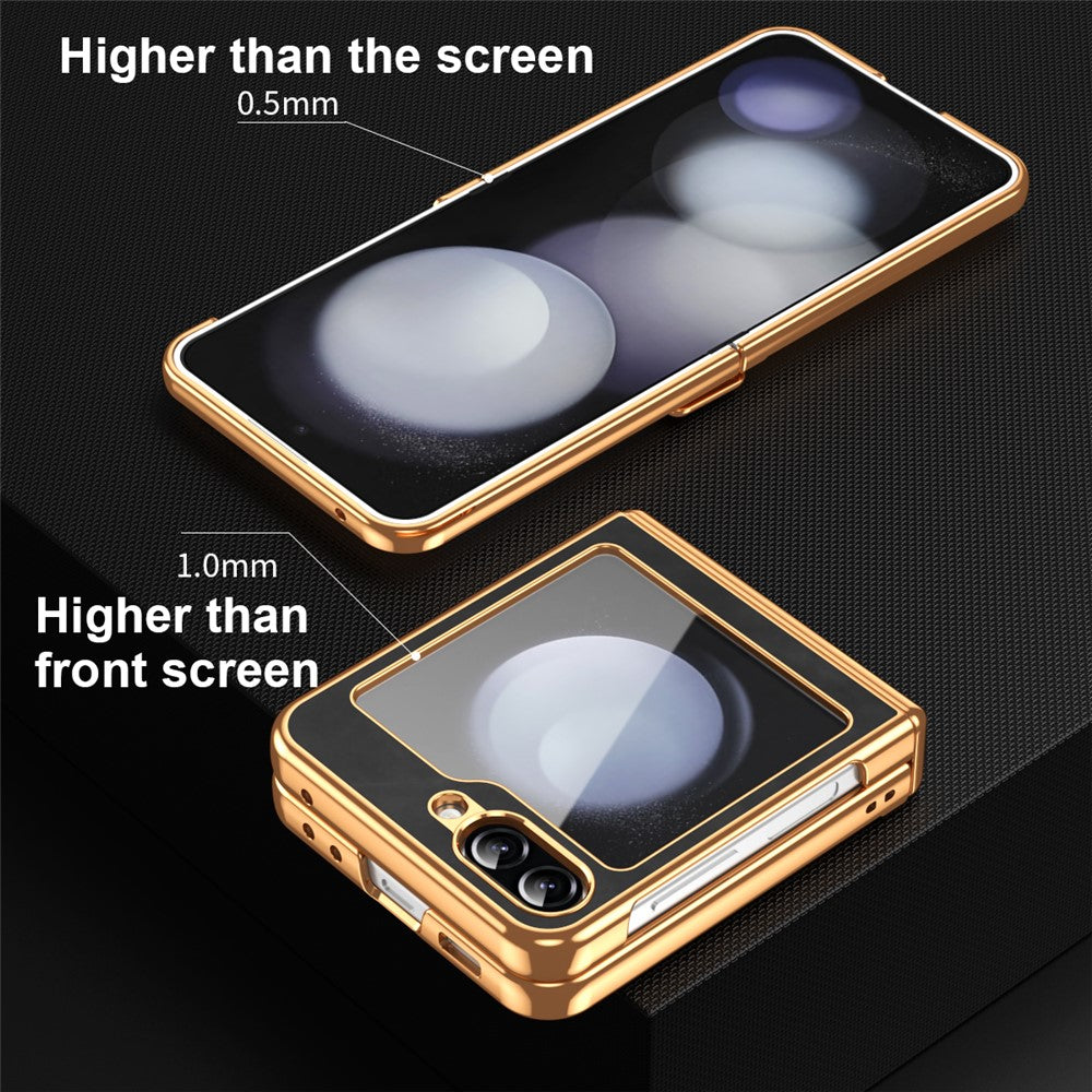For Samsung Galaxy Z Flip7 FE 5G / Z Flip6 5G Case Hinge Protection Leather Coated PC Folding Phone Cover
