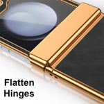 For Samsung Galaxy Z Flip7 FE 5G / Z Flip6 5G Case Hinge Protection Leather Coated PC Folding Phone Cover