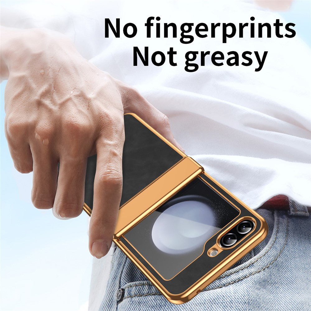 For Samsung Galaxy Z Flip7 FE 5G / Z Flip6 5G Case Hinge Protection Leather Coated PC Folding Phone Cover