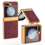 For Samsung Galaxy Z Flip7 FE 5G / Z Flip6 5G Case Hinge Protection Leather Coated PC Folding Phone Cover