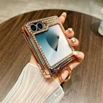 For Samsung Galaxy Z Flip7 FE 5G / Z Flip6 5G Case Leopard Pattern Ring Holder Rhinestone Hard PC Phone Cover