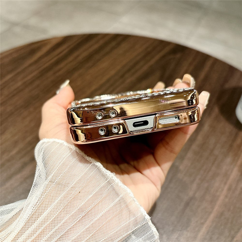 For Samsung Galaxy Z Flip7 FE 5G / Z Flip6 5G Case Leopard Pattern Ring Holder Rhinestone Hard PC Phone Cover