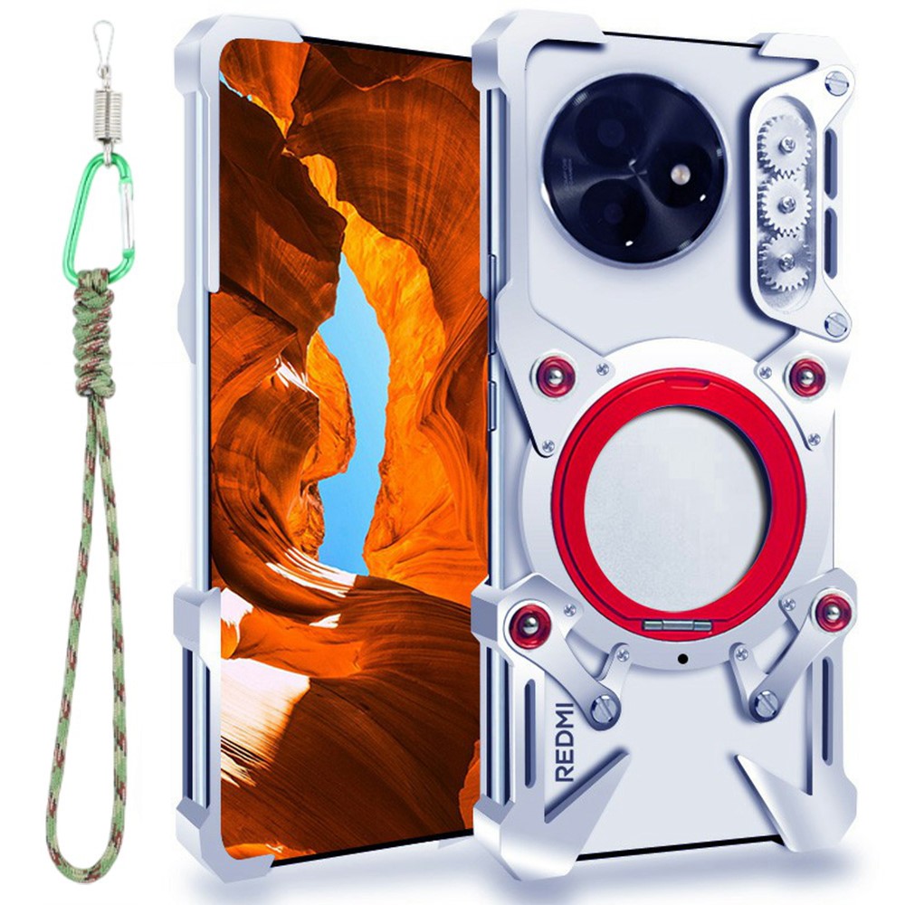 Xiaomi Redmi K80 Ultra 5G Bumper Case Stativ Aluminiumlegering Magnetiskt mobilskal med Handledsrem
