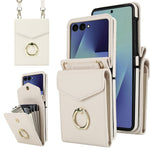 Til Samsung Galaxy Z Flip7 5G Etui Litchi Tekstur PU Læder + TPU Telefoncover med Skulderrem
