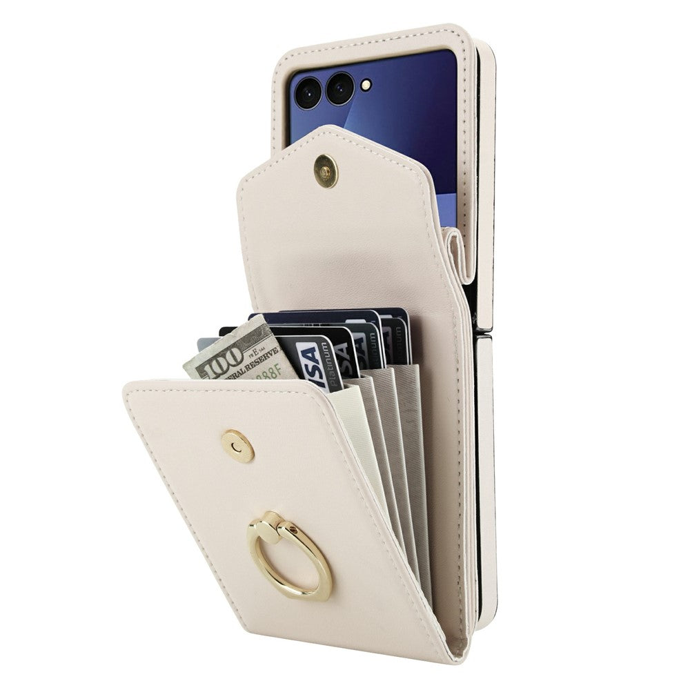Til Samsung Galaxy Z Flip7 5G Etui Litchi Tekstur PU Læder + TPU Telefoncover med Skulderrem