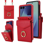 Til Samsung Galaxy Z Flip7 5G Etui Litchi Tekstur PU Læder + TPU Telefoncover med Skulderrem