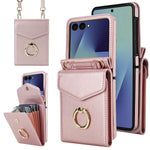 Til Samsung Galaxy Z Flip7 5G Etui Litchi Tekstur PU Læder + TPU Telefoncover med Skulderrem