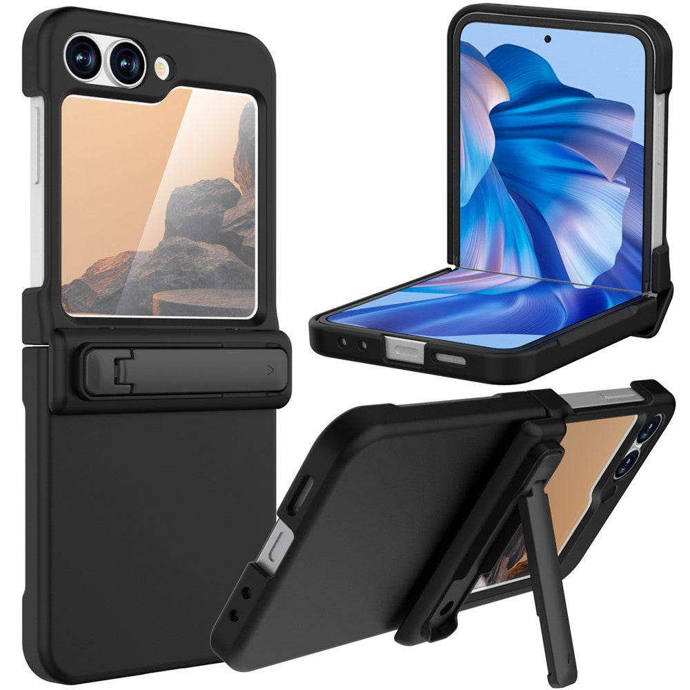 GW18 For Samsung Galaxy Z Flip7 FE 5G  /  Flip6 5G Case Rubberized Hard PC Kickstand Phone Cover