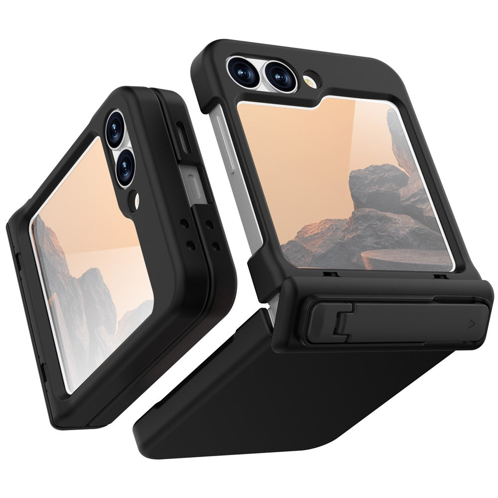GW18 For Samsung Galaxy Z Flip7 FE 5G  /  Flip6 5G Case Rubberized Hard PC Kickstand Phone Cover