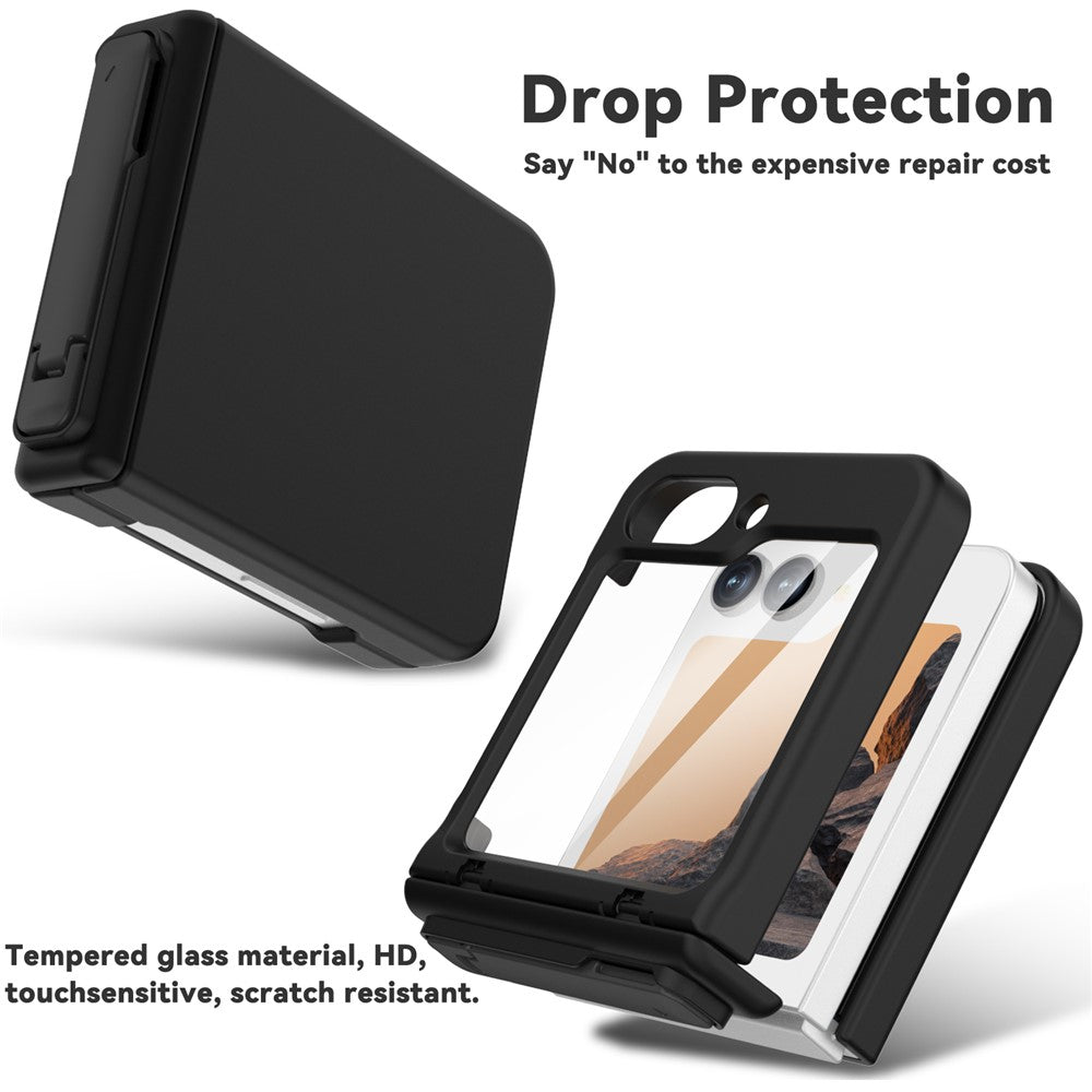 GW18 For Samsung Galaxy Z Flip7 FE 5G  /  Flip6 5G Case Rubberized Hard PC Kickstand Phone Cover