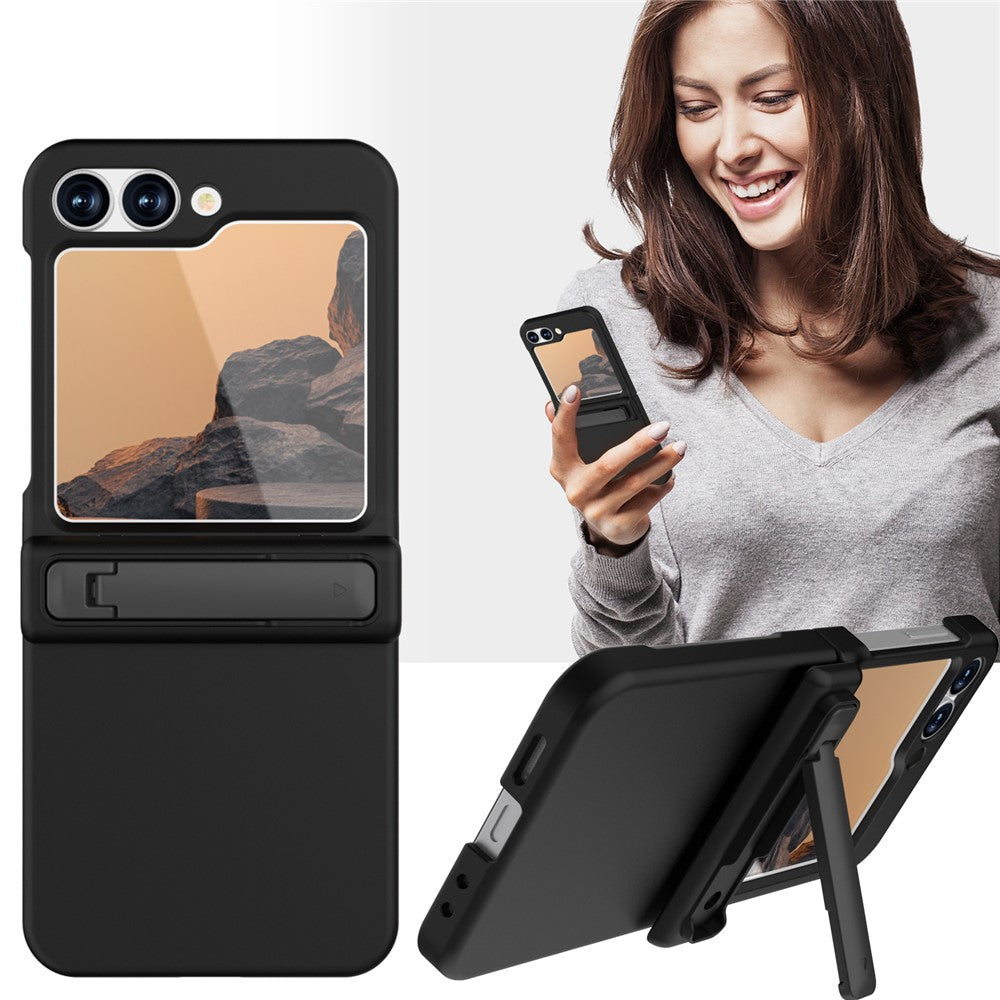 GW18 For Samsung Galaxy Z Flip7 FE 5G  /  Flip6 5G Case Rubberized Hard PC Kickstand Phone Cover