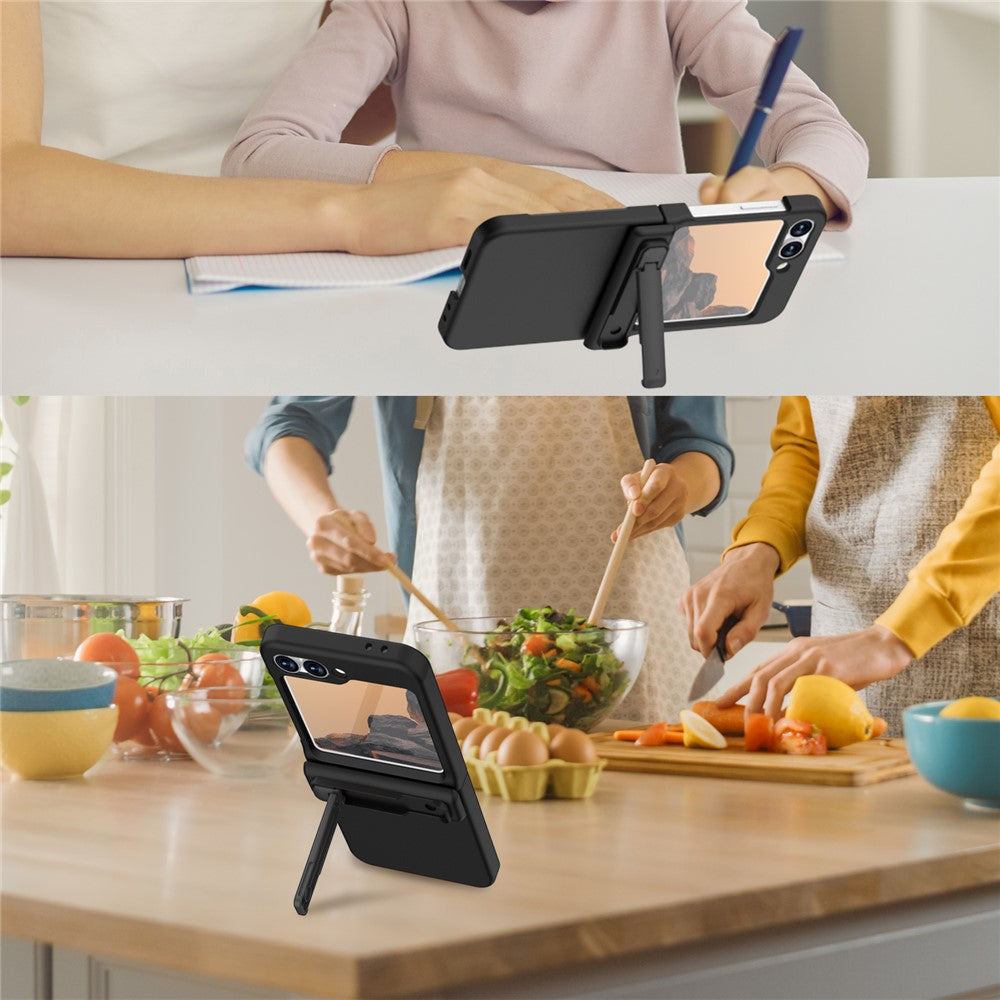 GW18 For Samsung Galaxy Z Flip7 FE 5G  /  Flip6 5G Case Rubberized Hard PC Kickstand Phone Cover