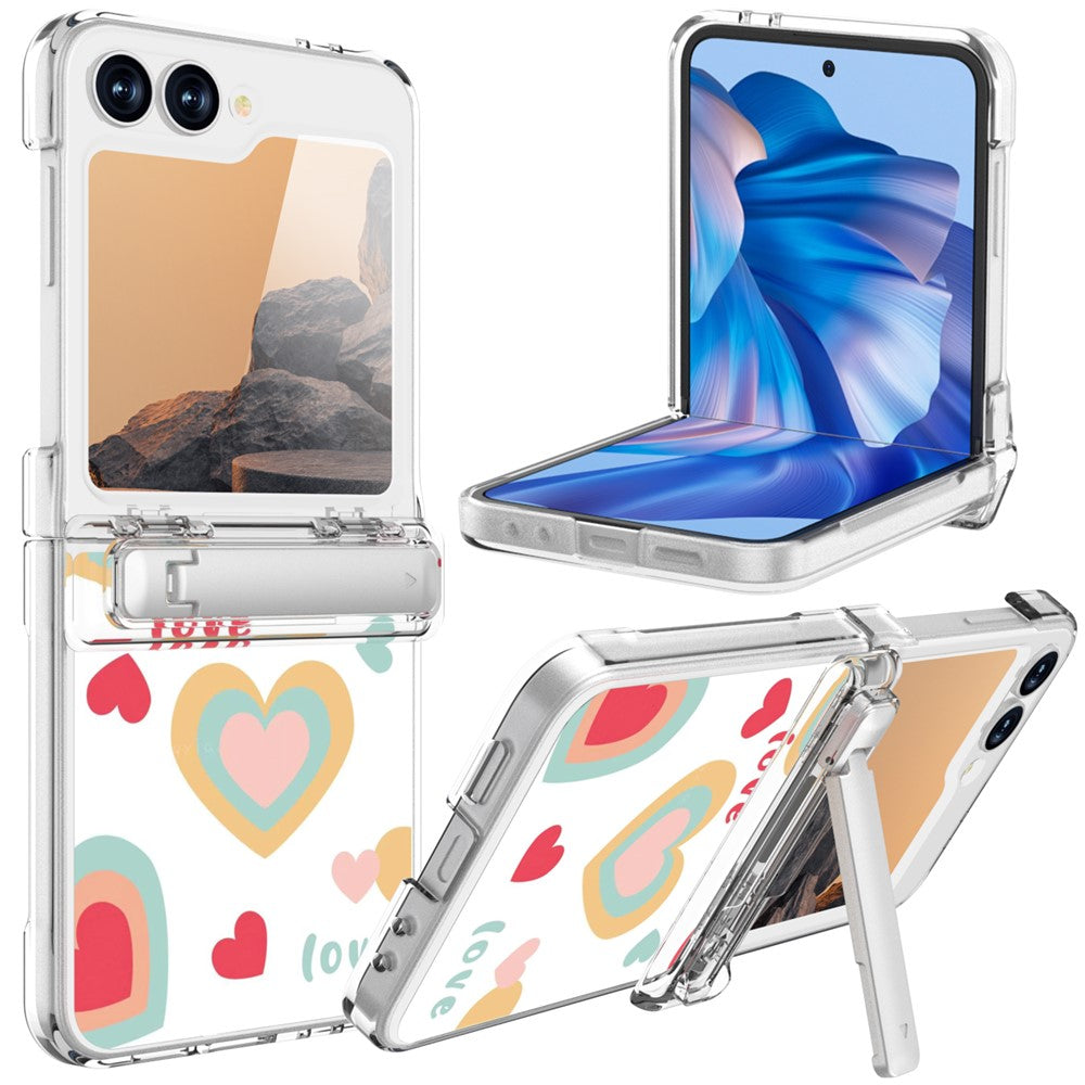 GW181 For Samsung Galaxy Z Flip7 FE 5G  /  Flip6 5G Case with Pattern Design Kickstand Hard PC Phone Cover