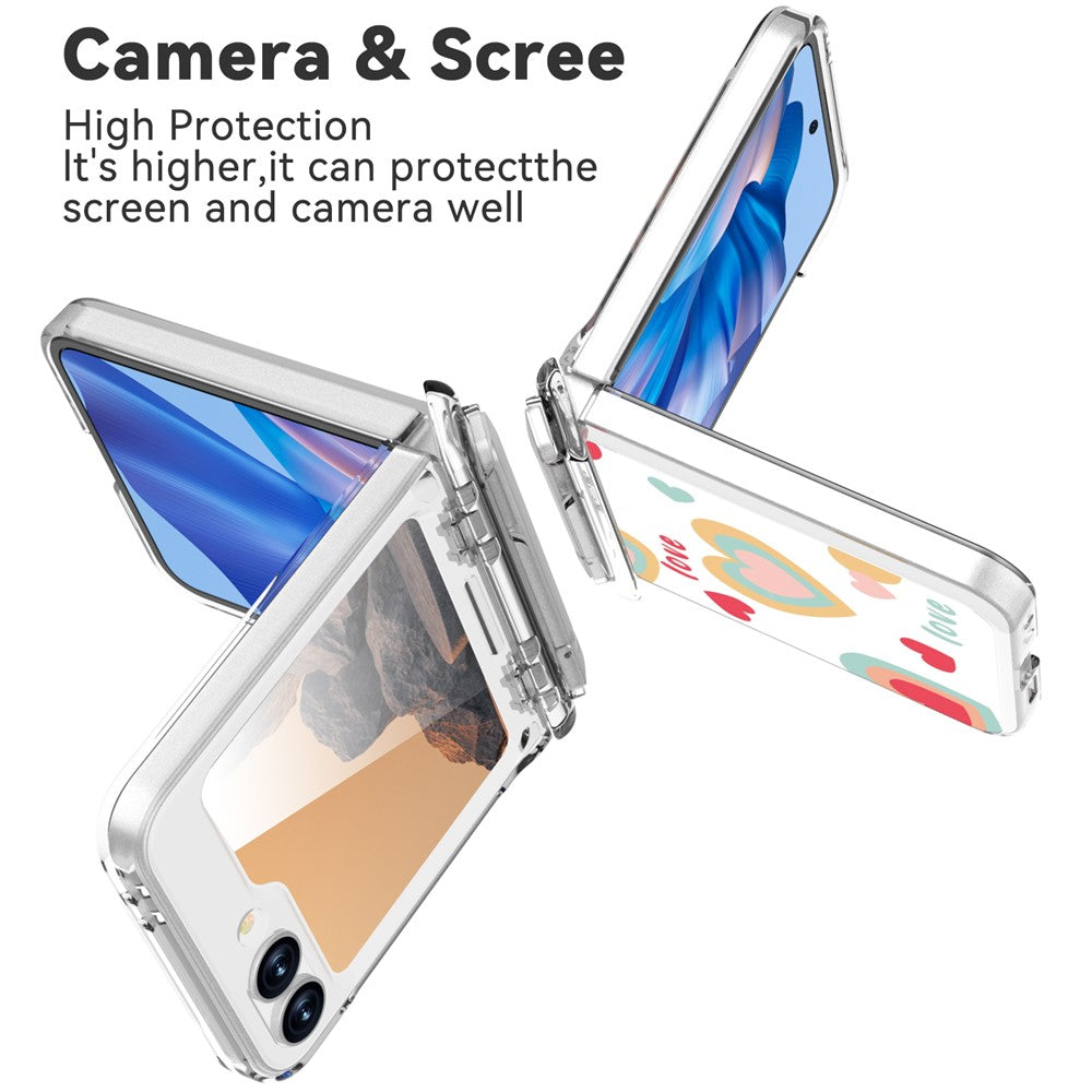 GW181 For Samsung Galaxy Z Flip7 FE 5G  /  Flip6 5G Case with Pattern Design Kickstand Hard PC Phone Cover