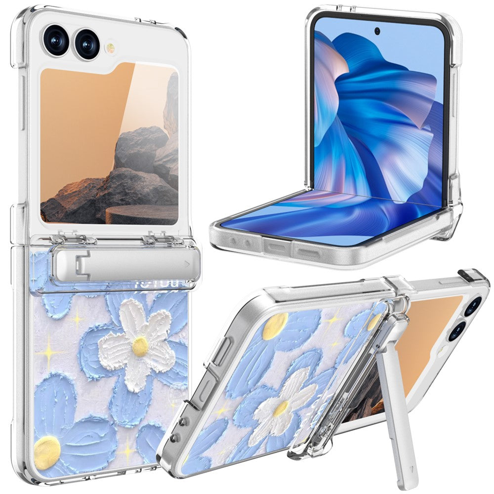 GW181 For Samsung Galaxy Z Flip7 FE 5G  /  Flip6 5G Case with Pattern Design Kickstand Hard PC Phone Cover