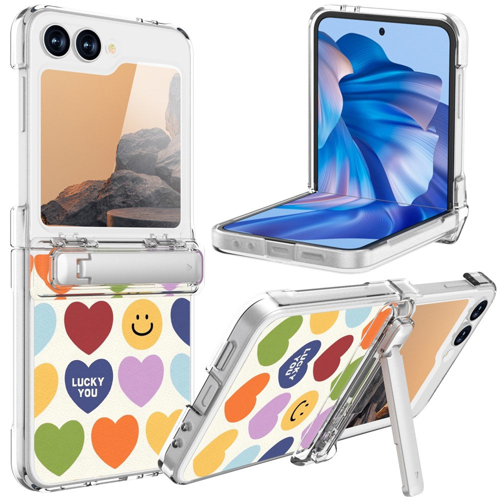 GW181 For Samsung Galaxy Z Flip7 FE 5G  /  Flip6 5G Case with Pattern Design Kickstand Hard PC Phone Cover