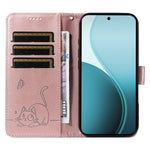 Oppo Reno14 Pro 5G (Kina) / Oppo Reno14 Pro 5G (Global) læderetui med kattemønster og håndledsrem