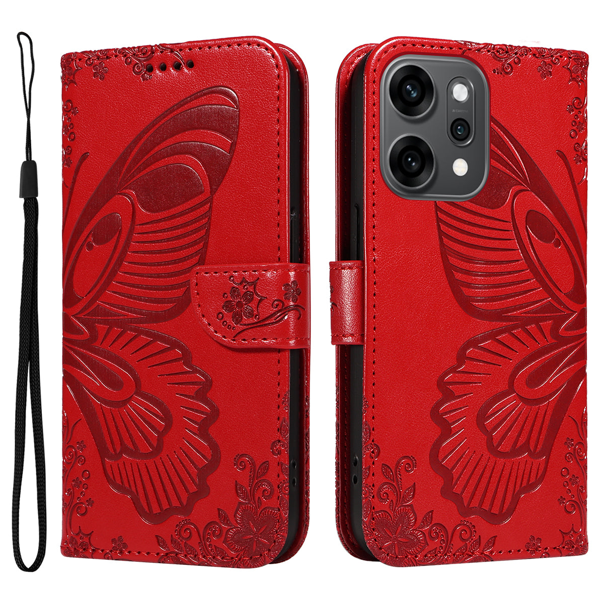 For Oppo Reno14 Pro 5G (China) / Oppo Reno14 Pro 5G (Global) Case Butterfly Pattern PU Leather Folio Flip Phone Cover