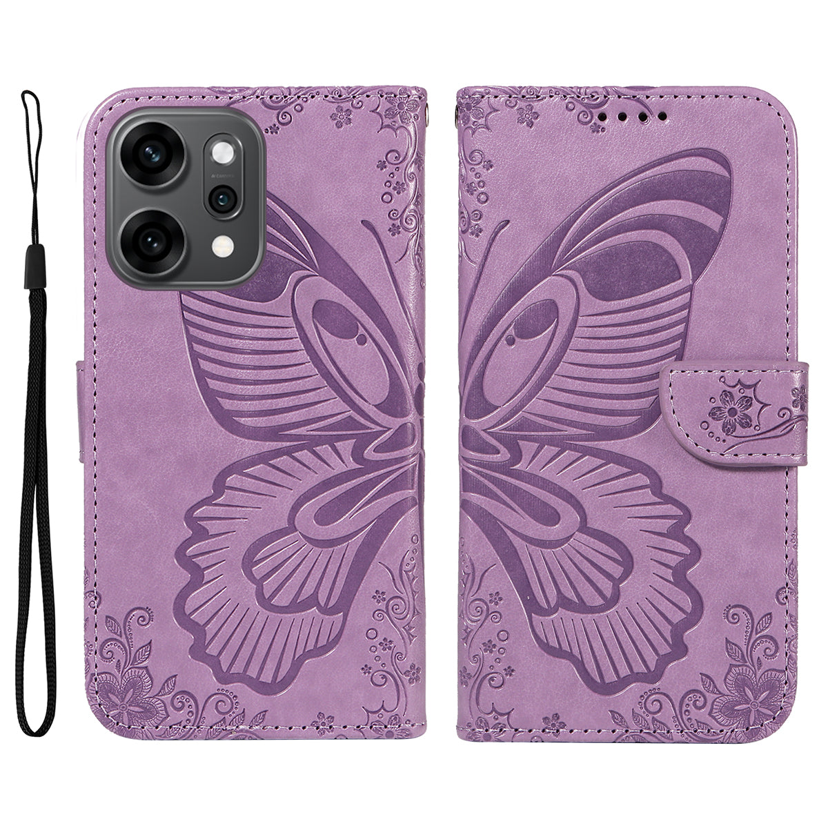For Oppo Reno14 Pro 5G (China) / Oppo Reno14 Pro 5G (Global) Case Butterfly Pattern PU Leather Folio Flip Phone Cover