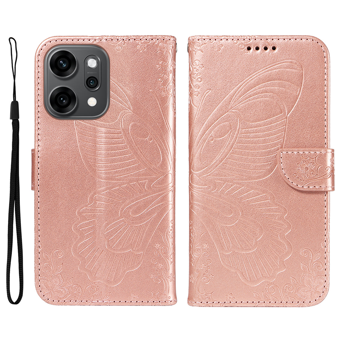 For Oppo Reno14 Pro 5G (China) / Oppo Reno14 Pro 5G (Global) Case Butterfly Pattern PU Leather Folio Flip Phone Cover