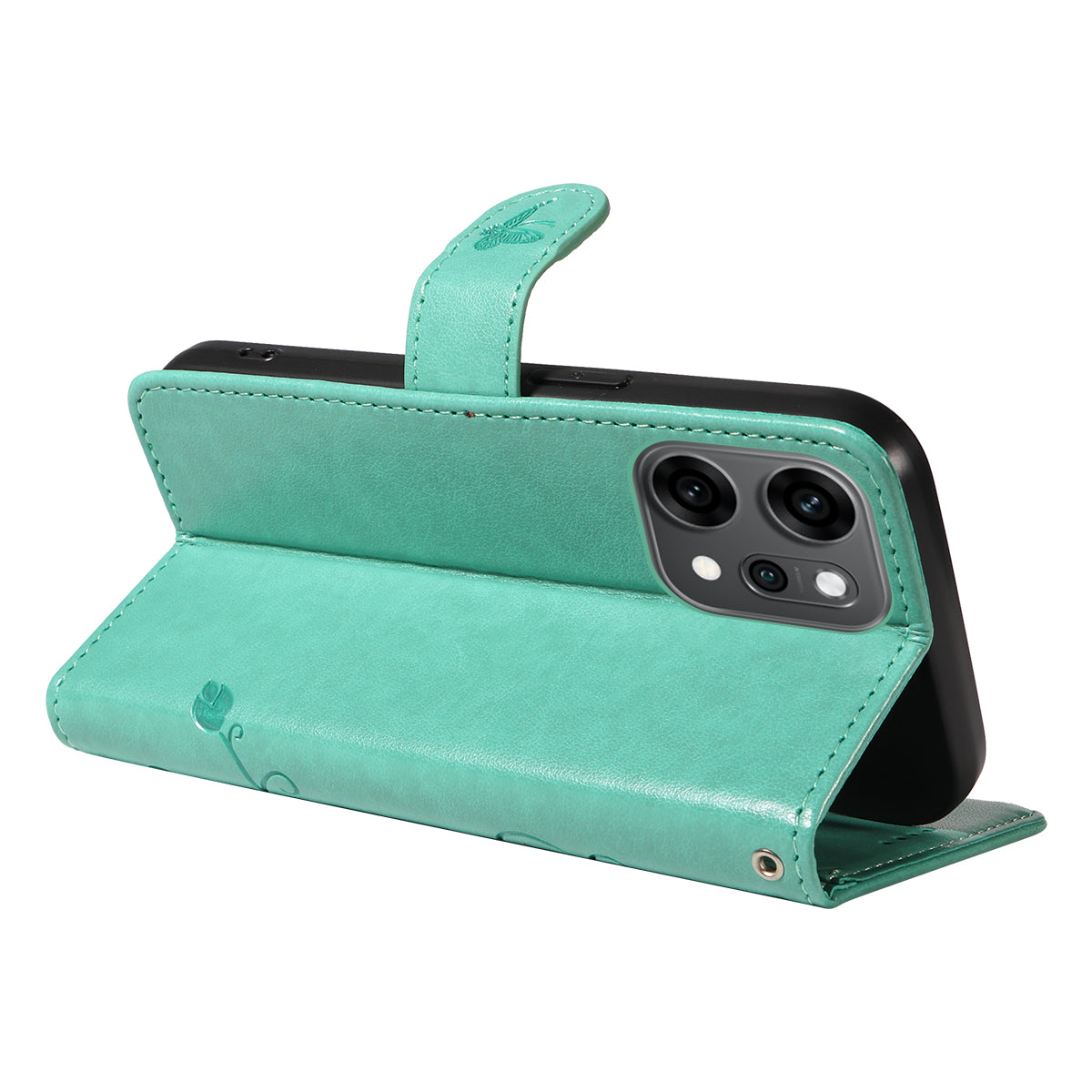 Oppo Reno14 Pro 5G (Kina) / Oppo Reno14 Pro 5G (Global) PU-läderfodral Blommönster Plånboksfodral med stativ och rem